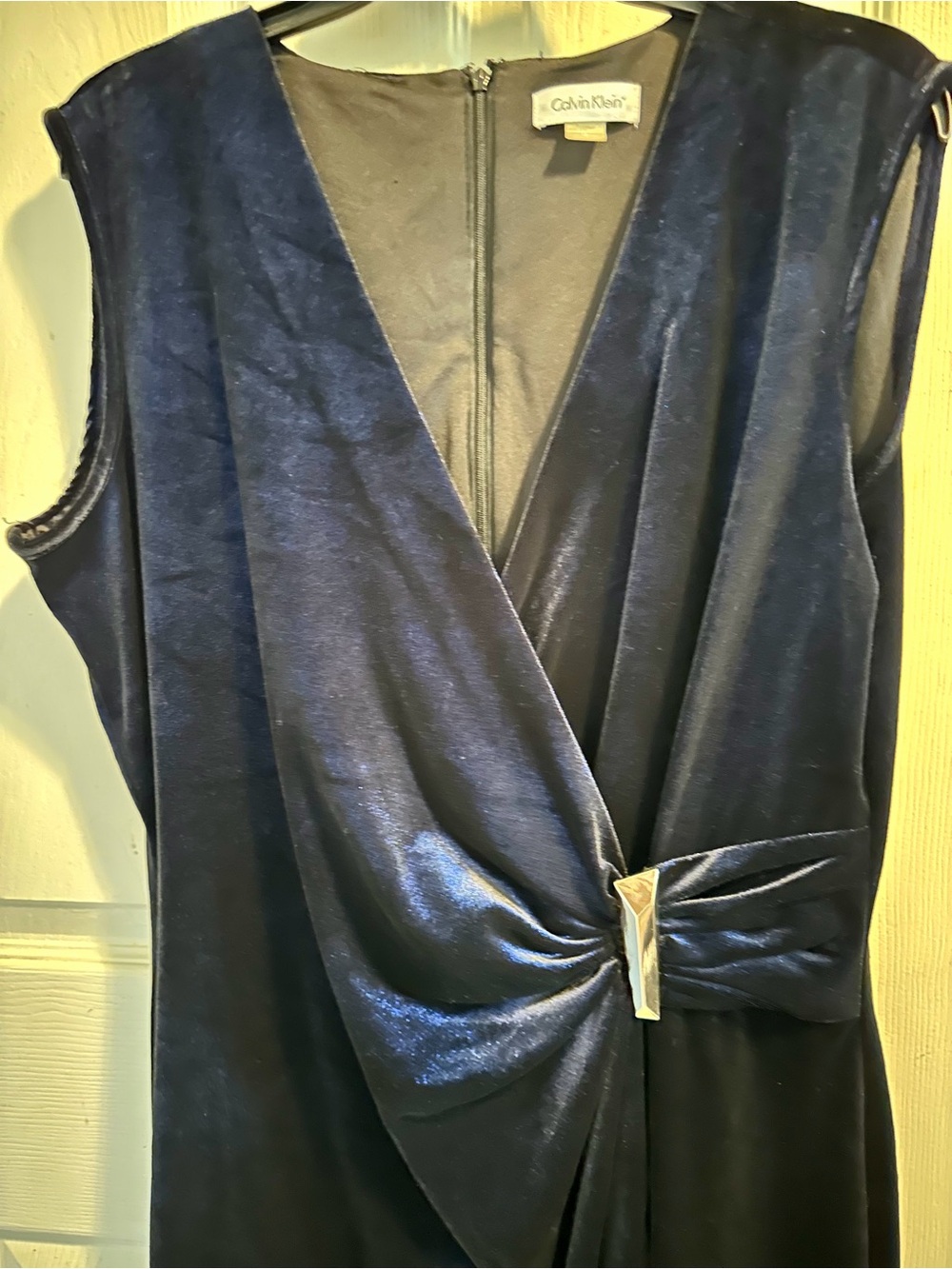 Calvin Klein Navy Velvet Sleeveless Dress Flannel